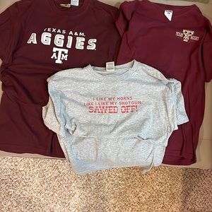 3 short sleeved, Texas A&M Aggies T-shirts size Large